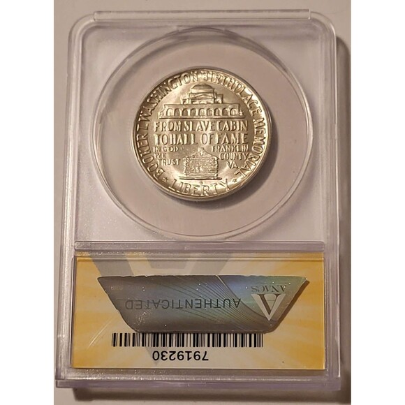 1946 D Booker T Washington Commemorative Silver Half Dollar MS66 ANACS - Picture 2 of 4